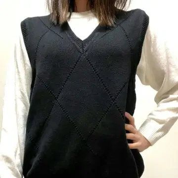 IZOD V넥 니트 베스트 니트 스웨터 블랙 구제 의류