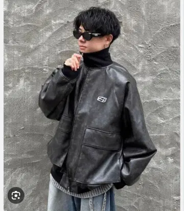 ADAMASTE 리브 하이넥 더블 지퍼 블루종