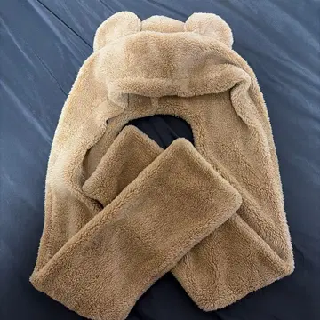 더피 플리스 후드 부착 스카프