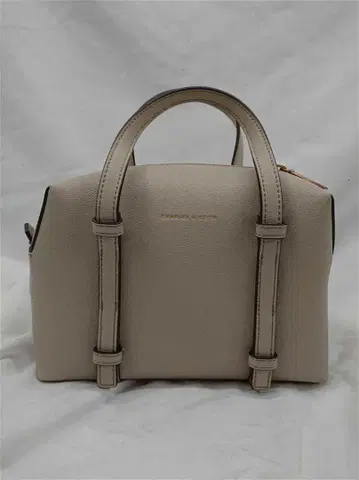 베이지 합성 피혁 핸드백