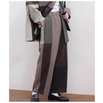 fig London 트위드 믹스 패치워크 와이드 팬츠