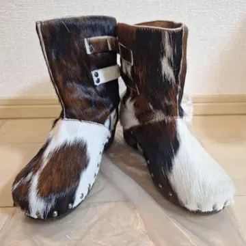 BOSABO 바이컬러 엔지니어 부츠 소가죽 송치 사보 타입 23cm