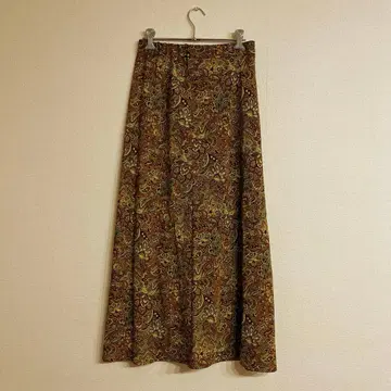 LOWRYSFARM 브라운 페이즐리 무늬 롱 스커트 브라운