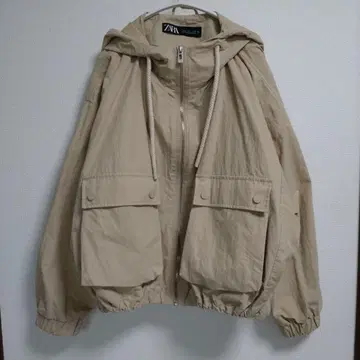 ZARA 마운틴 후드티 블루종 베이지 S