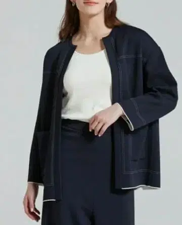 Ballsey 더블 페이스 도트 스티치 프론트 오픈 카디건