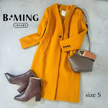 B:MING by BEAMS 울 혼방 노카라 코트 S 머스타드