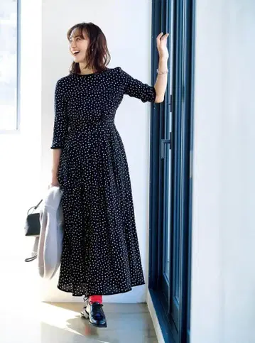 SINME 도트 무늬 맥시 원피스