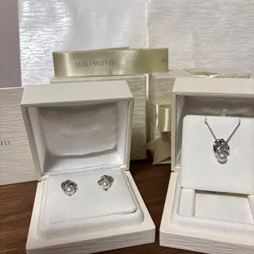 MIKIMOTO 진주 목걸이 귀걸이 세트