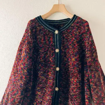 몰 니트풍 가디건 믹스 자켓풍 겉옷 루즈핏 레트로