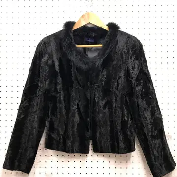 90s 시크 모드 엘레강트 일본산 구제 의류 목 부분 퍼 노카라 자켓