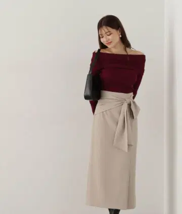 프로포션 바디 드레싱 랩 스타일 리본 타이 스커트