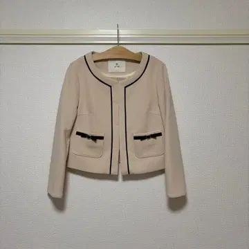 ef-de 바이컬러 리본 노카라 자켓 7호