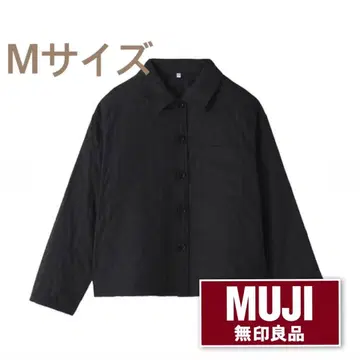 무인양품 새상품 카포크 혼방 이중 거즈 퀼트 자켓 여성 M 블랙