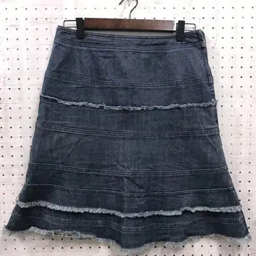 레트로 페어리 그런지 보헤미안 구제 의류 프린지 티어드 데님 스커트