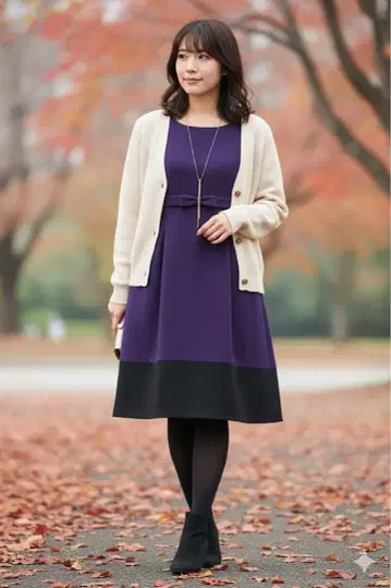 IKUKO 울 무릎 기장 원피스 슬리브리스 드레스 경사용 일본제 M