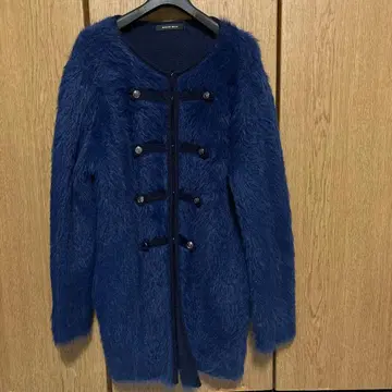 ROSE BUD 네이비 퍼 가디건 F