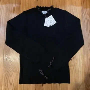 AS KNOW AS plus 블랙 리브 니트 멜로우 프릴