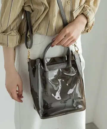 Edit Sheen 클리어 콤비 악어 스퀘어 핸드백