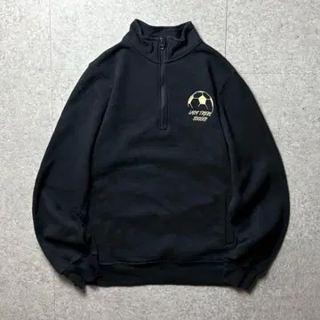 Russell 맨투맨 하프 지퍼 원포인트 자수 축구팀 블랙 S