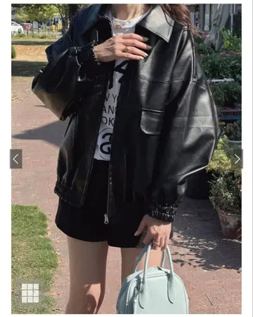 GRL 옷깃 2Way 오버 사이즈 가죽 블루종 [ze863]