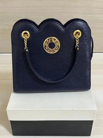 새상품급 HANAE MORI 하나에모리 서클 로고 핸드백 네이비