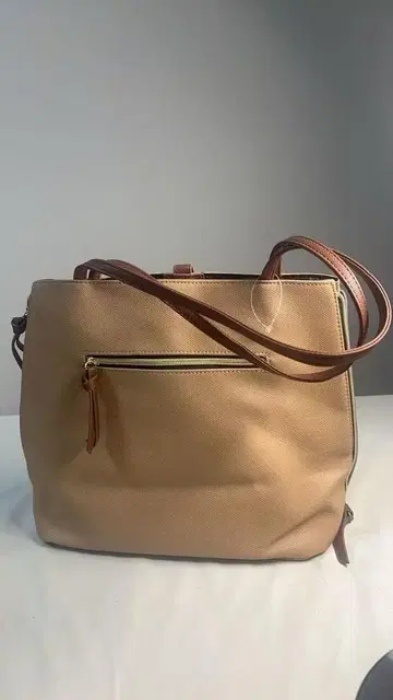 베이지 합성 피혁 숄더백