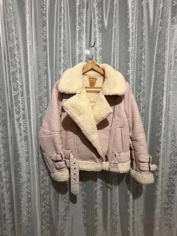 무스탕 자켓 핑크