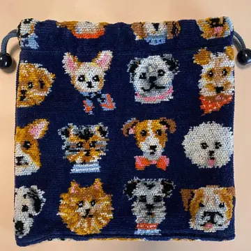 페이러 러브 리드 도기 복조리 파우치 새상품급 네이비 개 도그 손수건