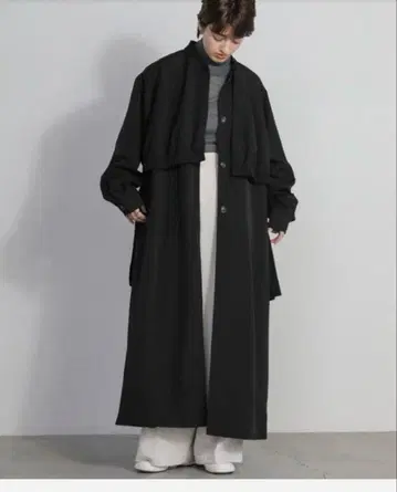 레이어드 롱 코트 블랙