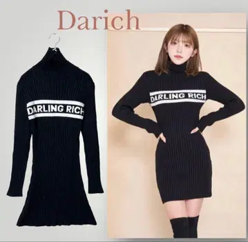 DARLING RICH 터틀넥 미니 원피스 니트 원피스