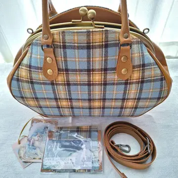 블루 타탄 체크 발두리 백