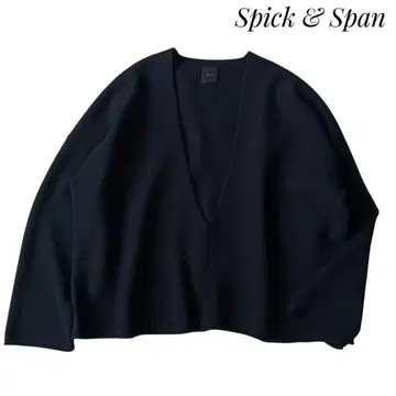 [ 스픽 앤 스팬 ] 강축 울 V넥 니트 풀오버 네이비