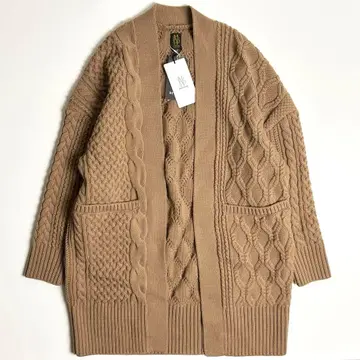 [ 미사용 새상품 ] 바토너 / 케이블 짜임 빅 롱 가디건 / 울 알파카