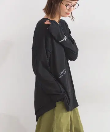 일리 iriey 택없는 새상품 슬라브 시어 롱 T 블랙 블랙 레이어드