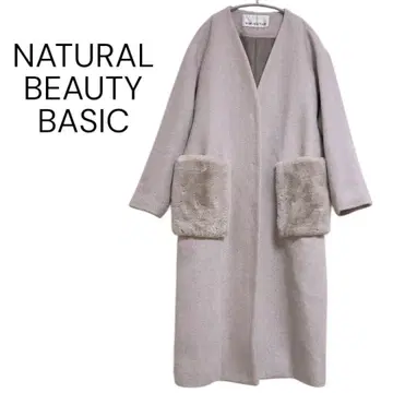 내추럴 뷰티 베이직 퍼 포켓 노카라 롱 코트