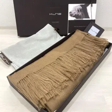 새상품 KUNA 쿠나 알파카 머플러 브라운 카멜 박스형
