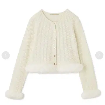 셀포드 케이블 니트 퍼 가디건 퍼 트리밍 가디건 퍼