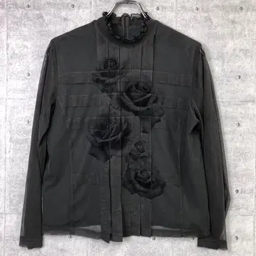 LOBJIE Y2K 네오 그런지 코켓 구제 의류 로즈 시스루 상의