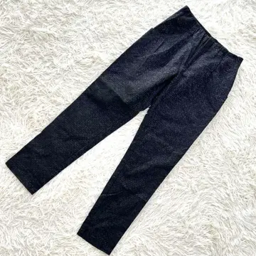 헤더 블랙 테이퍼드 팬츠 허리밴딩 코튼 F 사이즈 턱