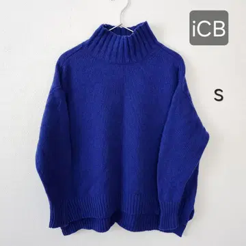 iCB 소프트 캐시미어 믹스 하이넥 니트 터틀 니트 파랑