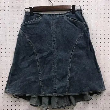 웨스턴 페미닌 보헤미안 구제 의류 뒷개더 디자인 데님 스커트