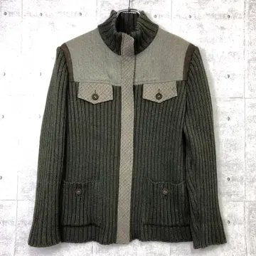 LINEAR 레트로 영국 트레디셔널 하운드 투스 절개 리브 니트 자켓