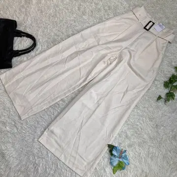 미사용 새상품 MOUSSY 마우지 와이드 팬츠 아이보리 벨트 1 S