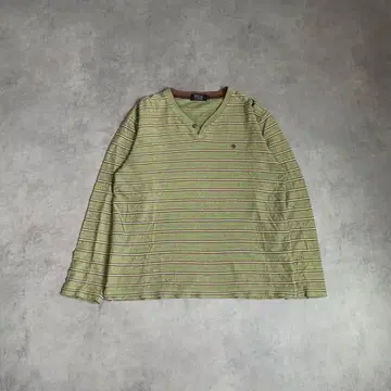 POLO 그린 보더 V넥 티셔츠 헨리넥 L