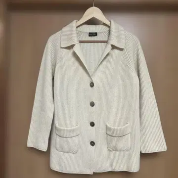 몽골 캐시미어 100% 아이보리 리브 가디건