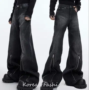 ARGUECULTURE 와이드 데님 팬츠 워시드 청바지