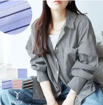 스트라이프 오버 사이즈 셔츠