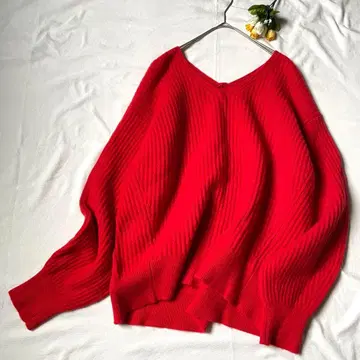 마드모아젤 로페 니트 울 캐시미어 혼방 앞뒤 V넥 긴팔 38