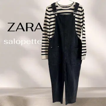 ZARA 워시 가공 블랙 데님 살로펫