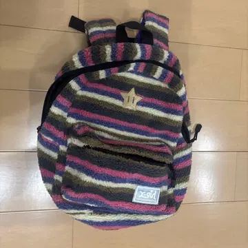 스트라이프 플리스 백팩